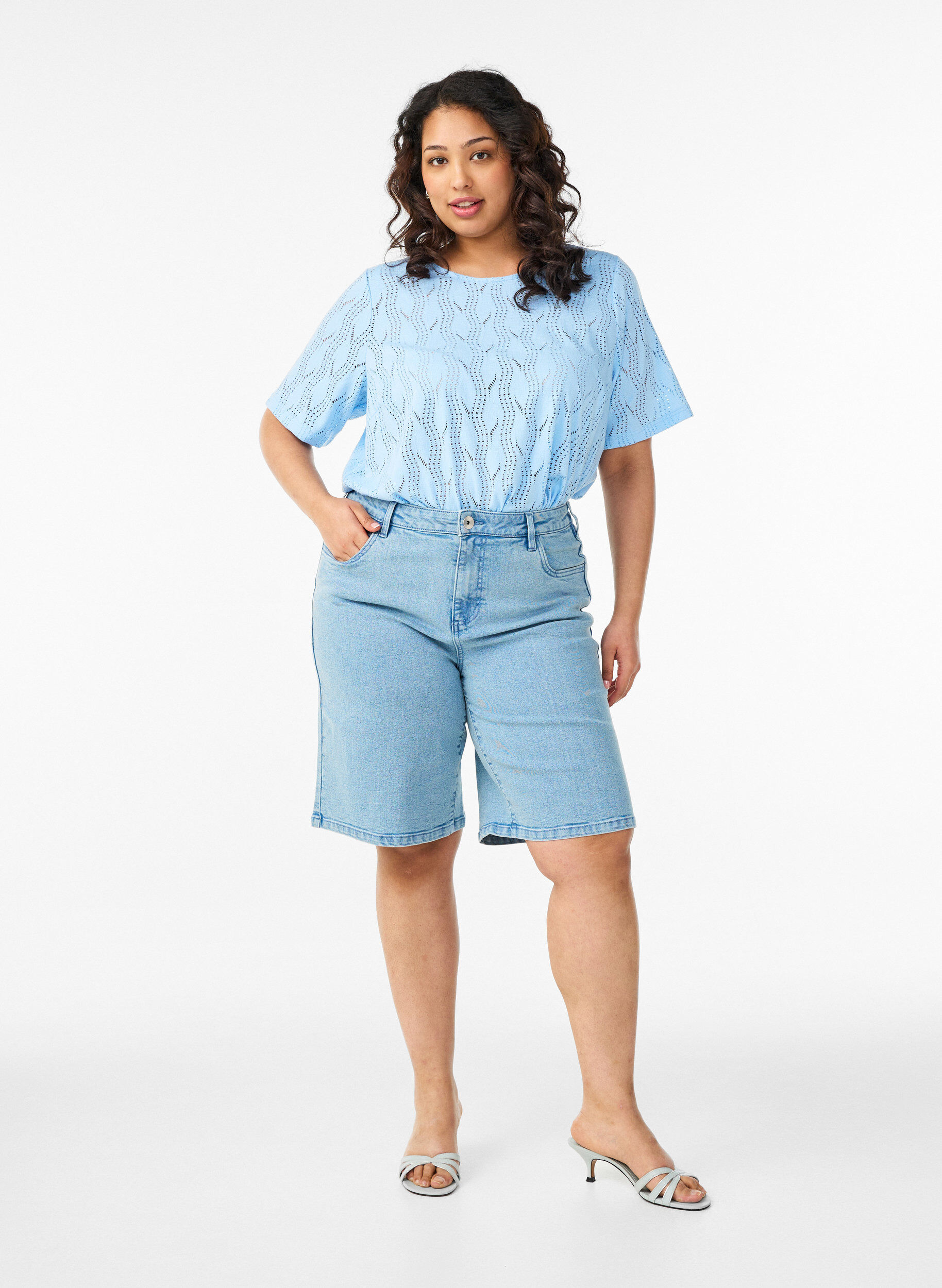 ZizziJersey T-shirt met oogjespatroon, Blauw, Model image number 1