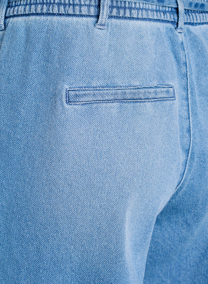 Losse pasvorm jeans met een elastische tailleband en een trekkoord, Blauw, Packshot image number 3