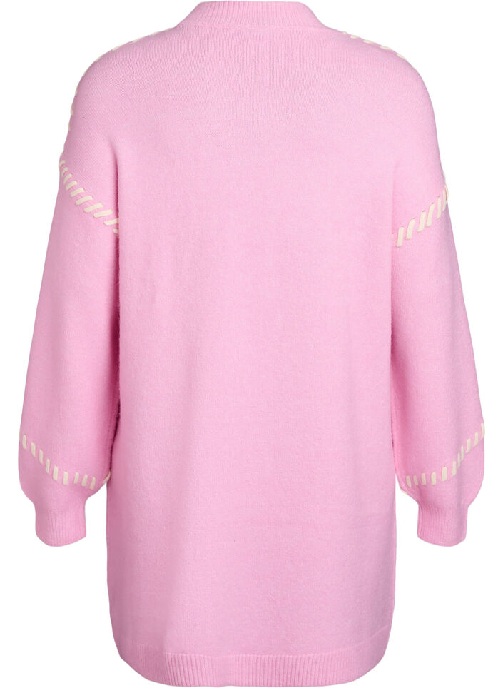 Gebreide jurk met contraststiksels, Roze, Packshot image number 1