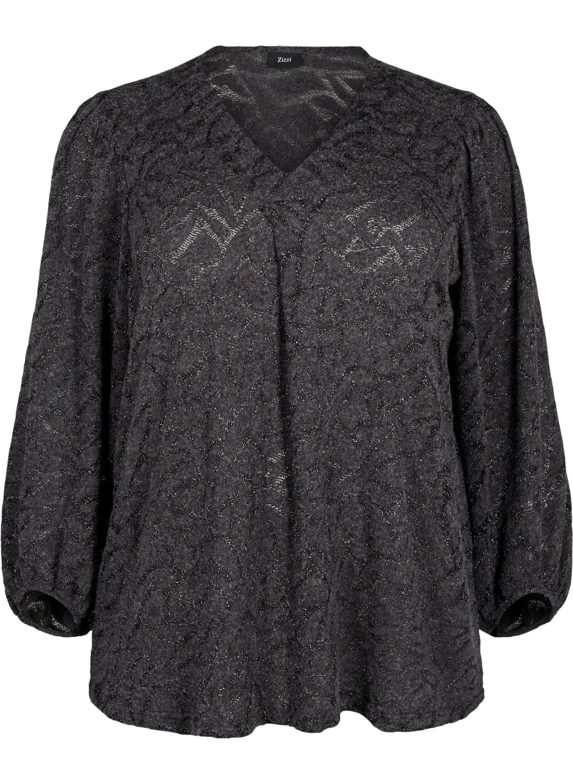 Blouse met lange mouwen met glitter en patroon