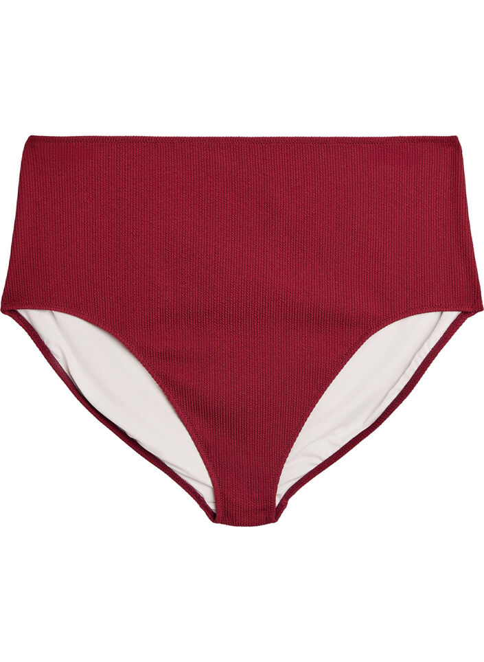 Bikinibroekje met hoge taille en textuur, Rood, Packshot