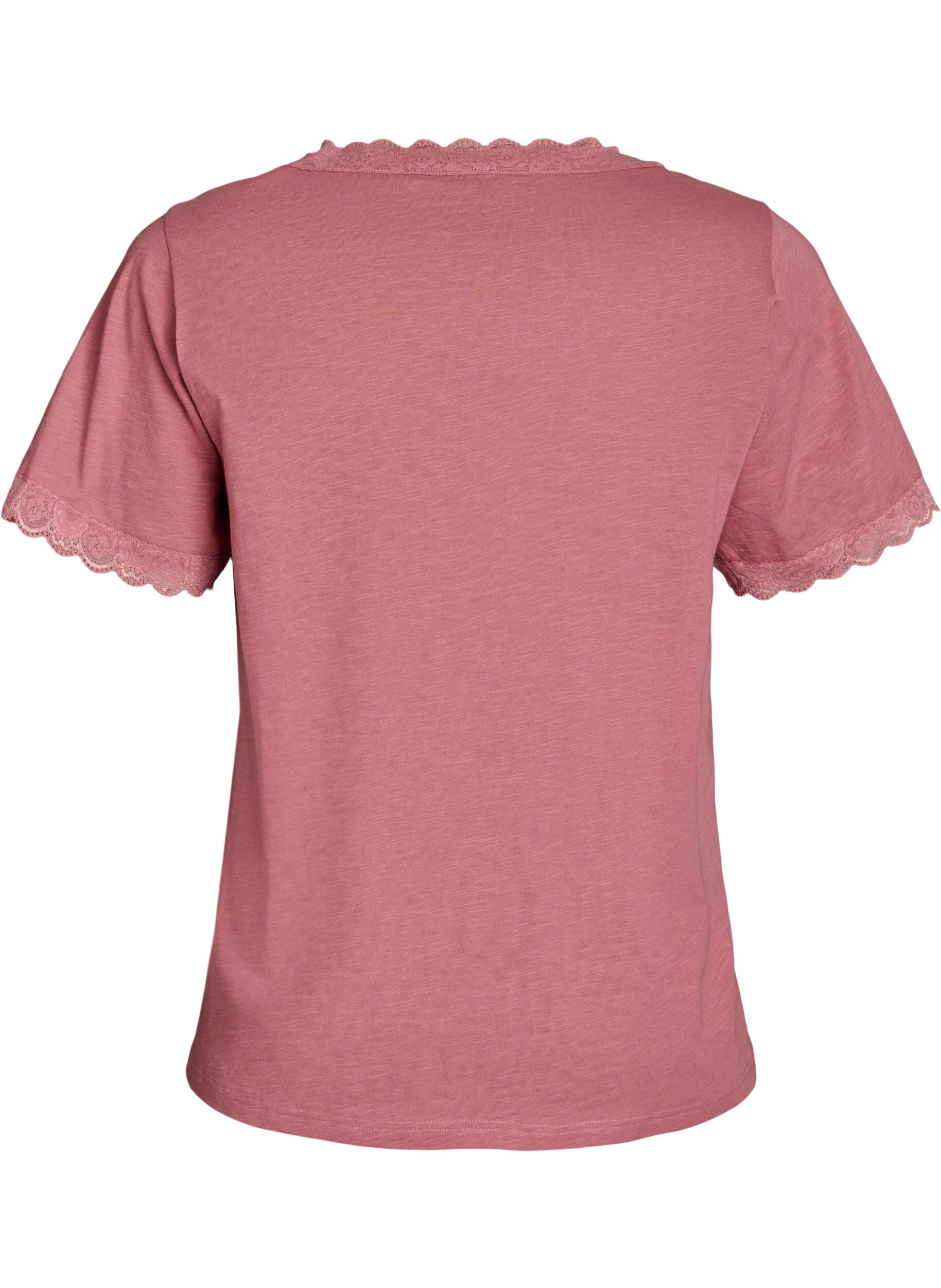 ZizziT-shirt met kanten rand, Roze, Packshot image number 1