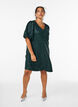 Korte jurk met pailletten en pofmouwen, Groen, Model image number 0