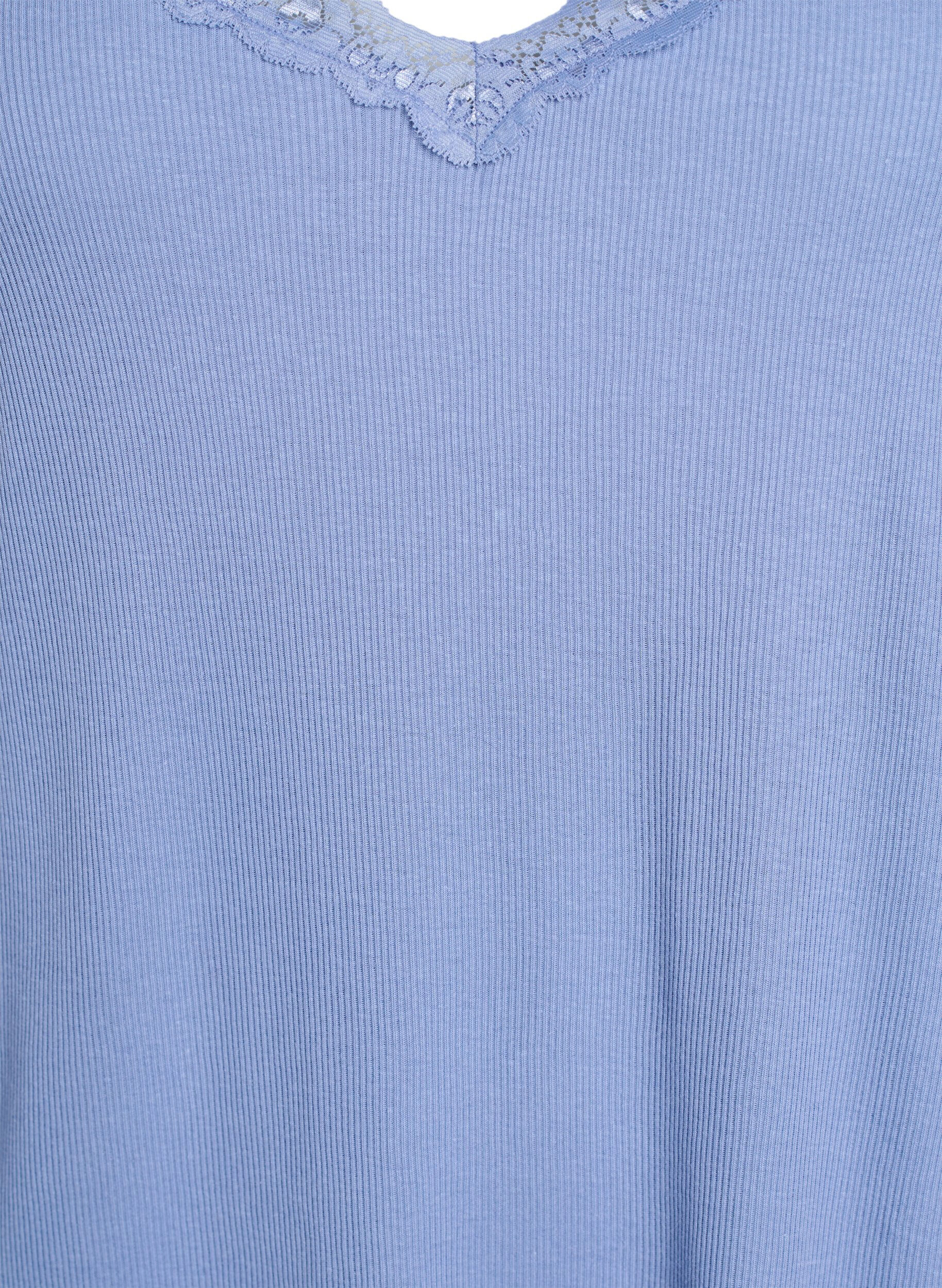 ZizziNachtjapon met kanten zoom, Blauw, Packshot image number 2