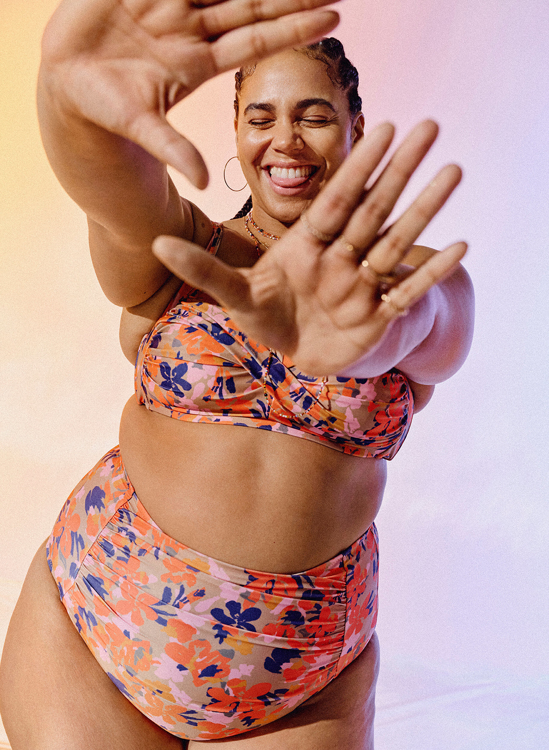 ZizziBikinibroekje met extra hoge taille en print, Geel, Image image number 0