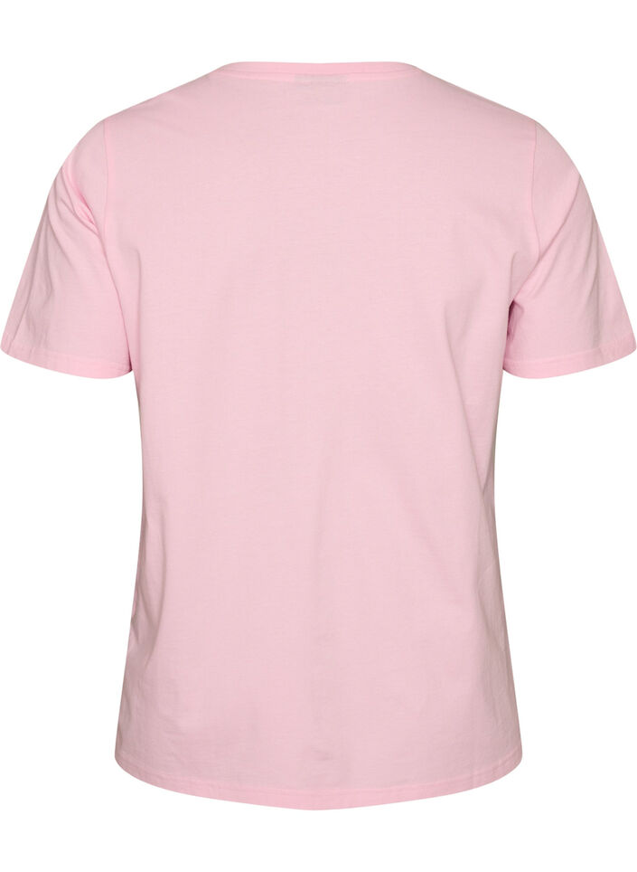 Organisch katoenen T-shirt met print aan de voorkant, Roze, Packshot image number 1