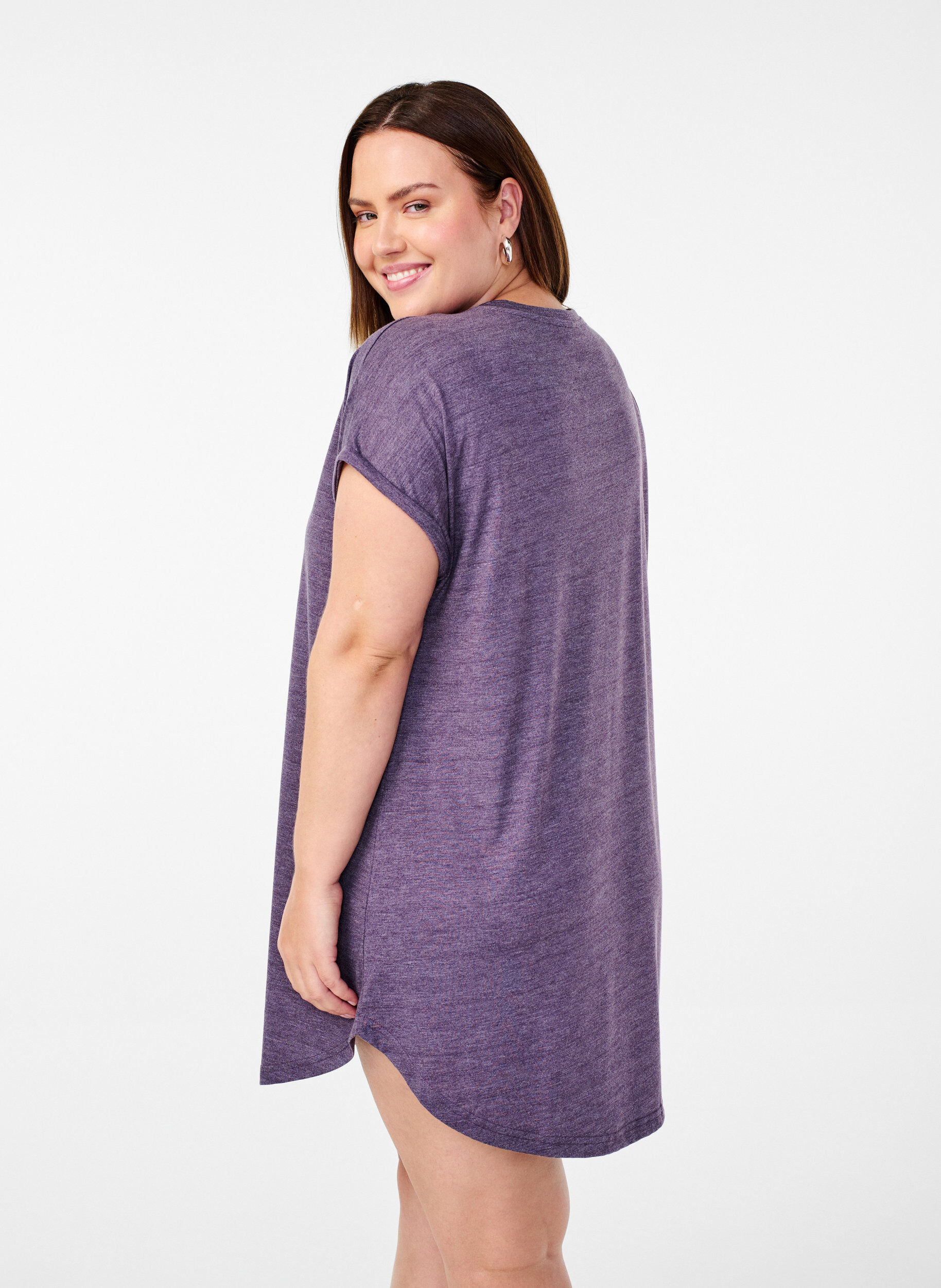 ZizziNachtjapon met korte mouwen en tekstopdruk, , Model image number 2