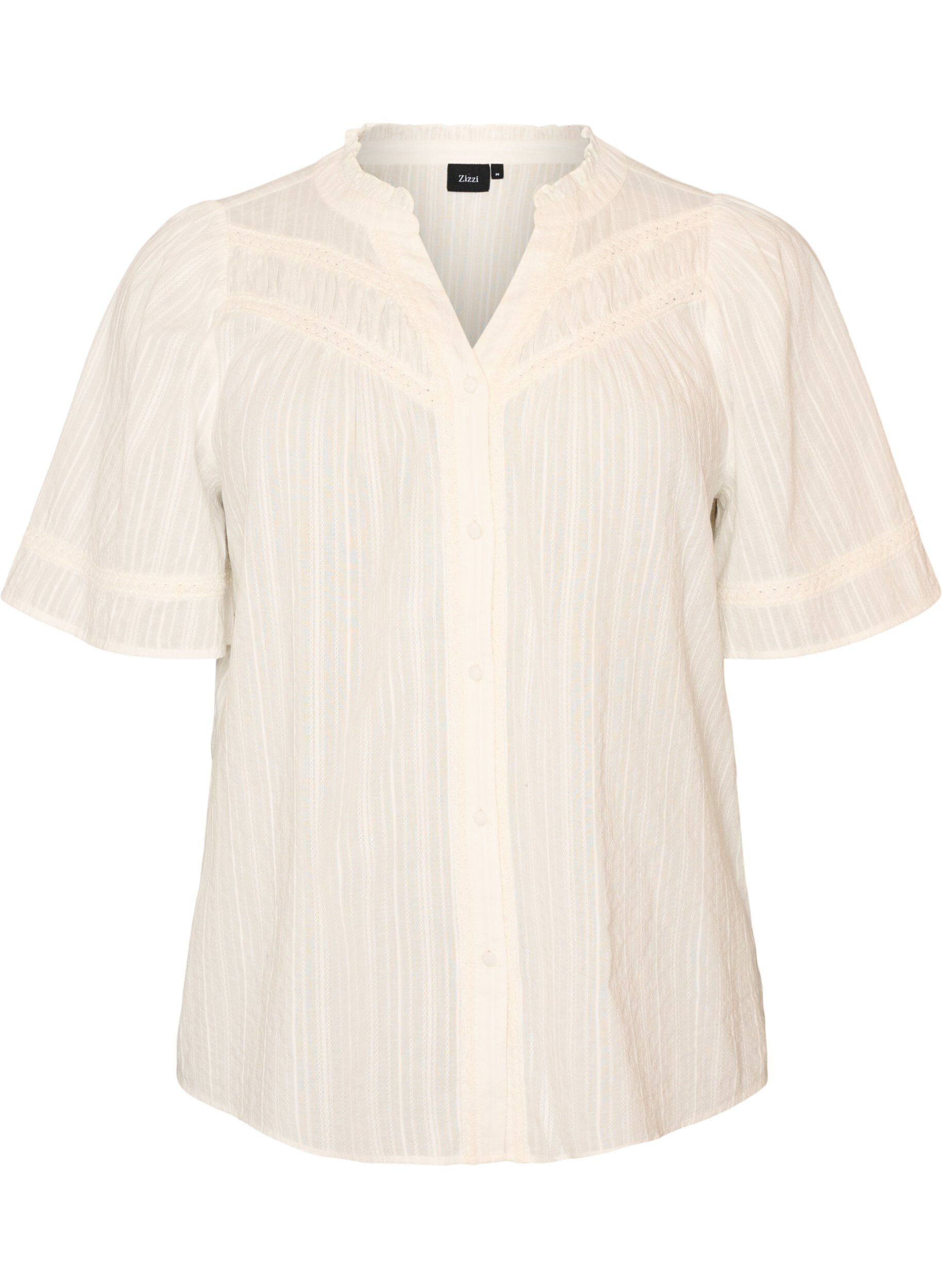 Katoenen blouse met decoratieve banden
