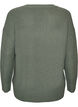 Lange ribgebreide blouse met V-hals, Groen, Packshot image number 1