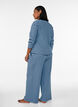 Gestreepte pyjamabroek met een high waist en wijde pijpen, Blauw, Model image number 1