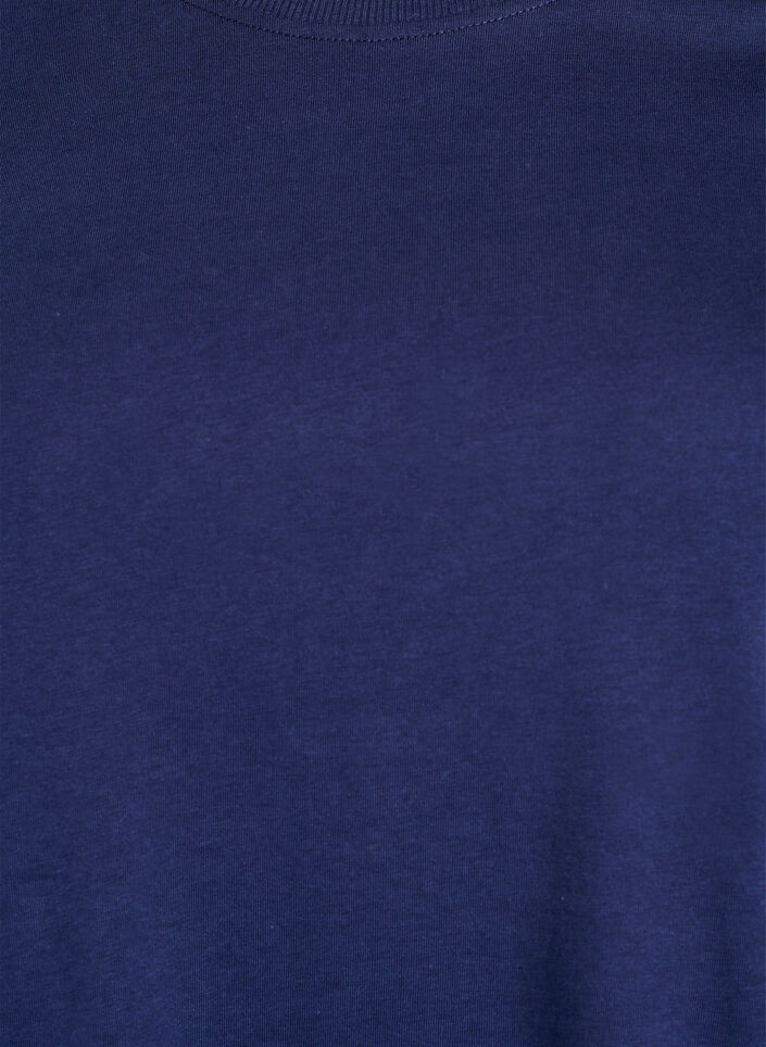 Basic katoenen T-shirt met ronde hals, Blauw, Packshot image number 2