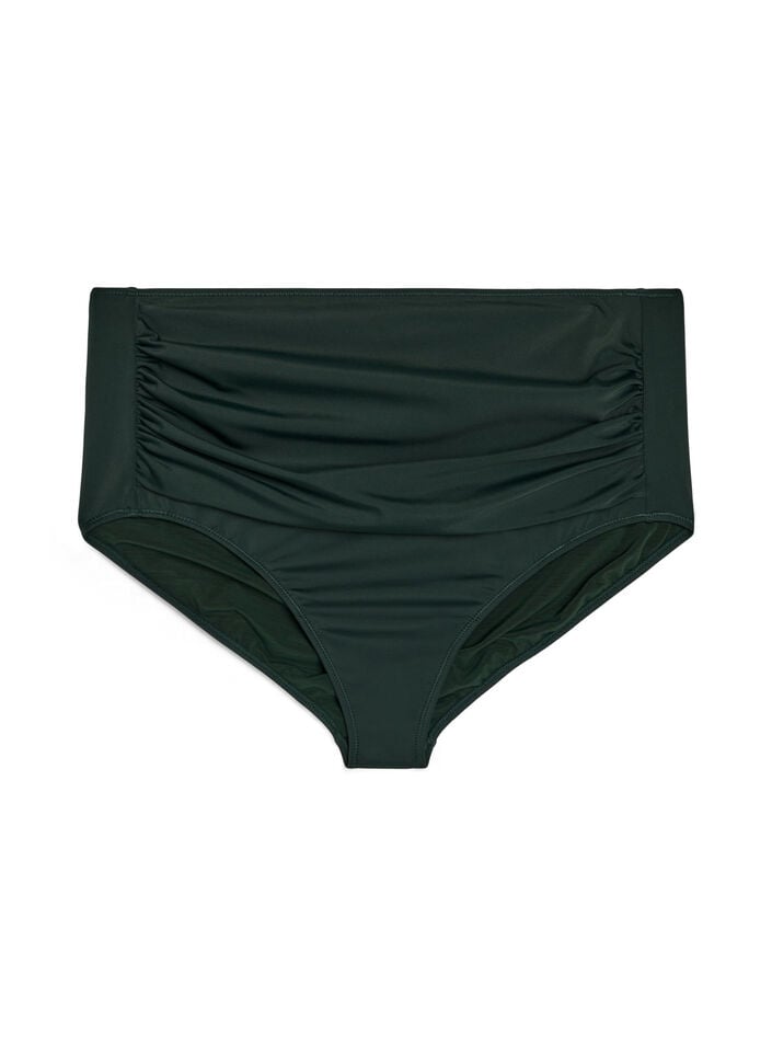 High waist bikinibroekje met drapering, Groen, Packshot