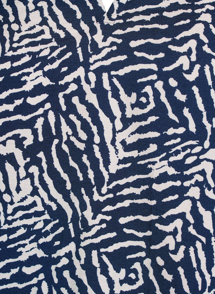 Blouse met korte mouwen en een rucherand, Blauw, Packshot image number 2