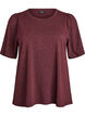 T-shirt met glitters en korte pofmouwen, Donker Bordeaux, Packshot image number 0