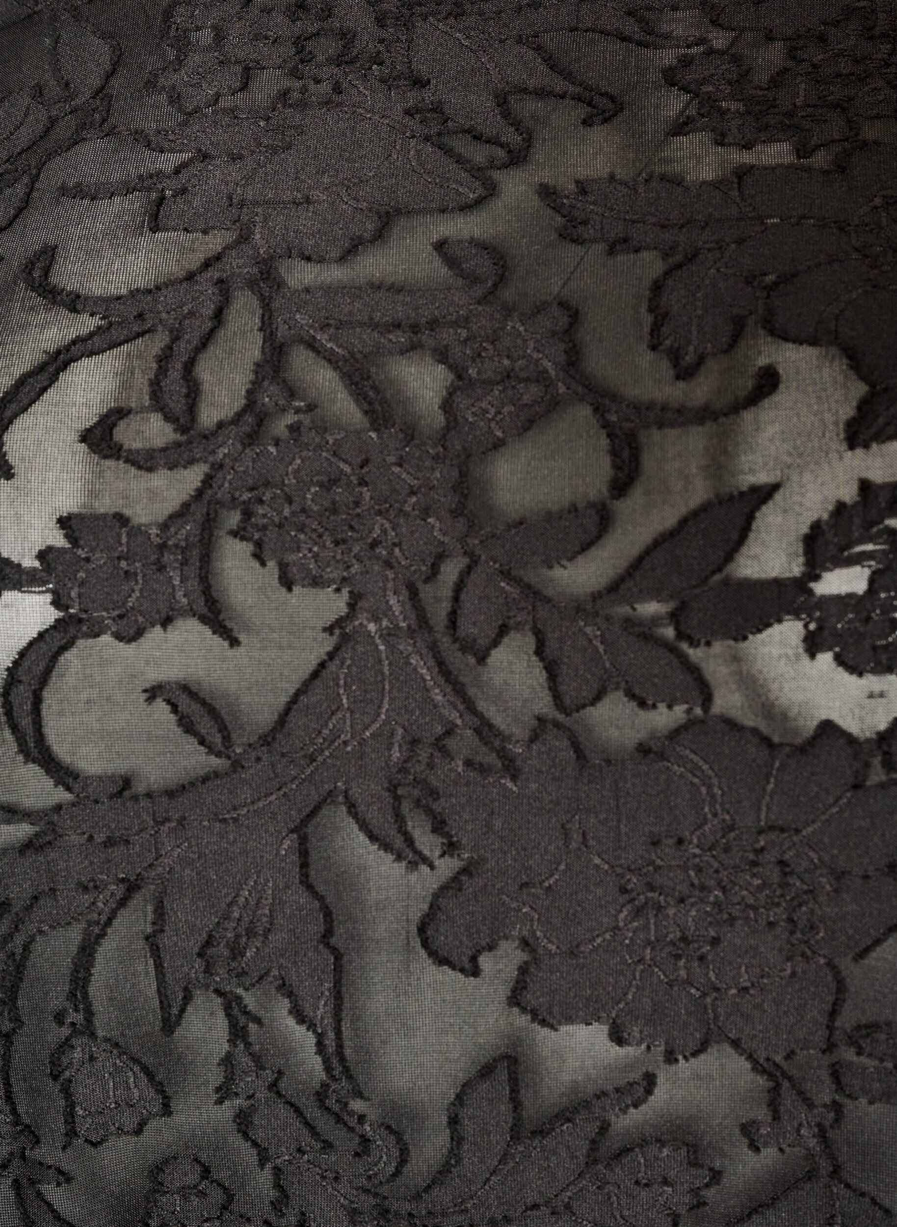 ZizziDoorschijnende blouse met bloemenstructuur en lange mouwen, Zwart, Packshot image number 2