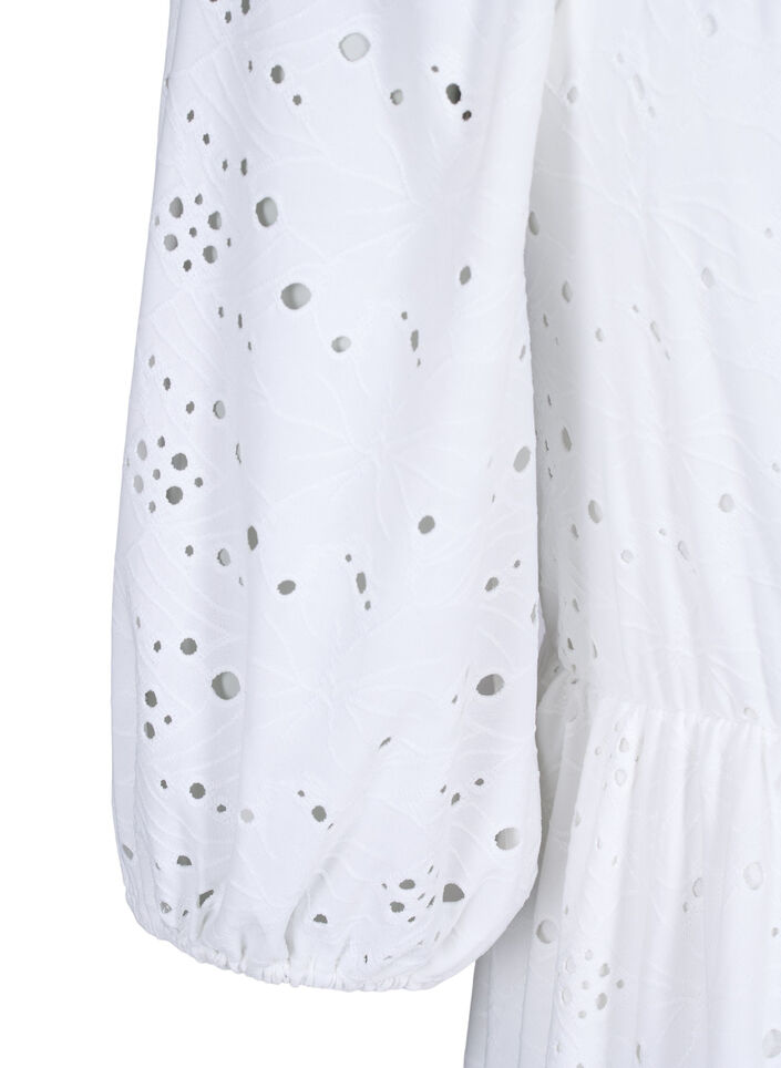 Maxi jurk met kant patroon en een vierkante halslijn, Bright White, Packshot