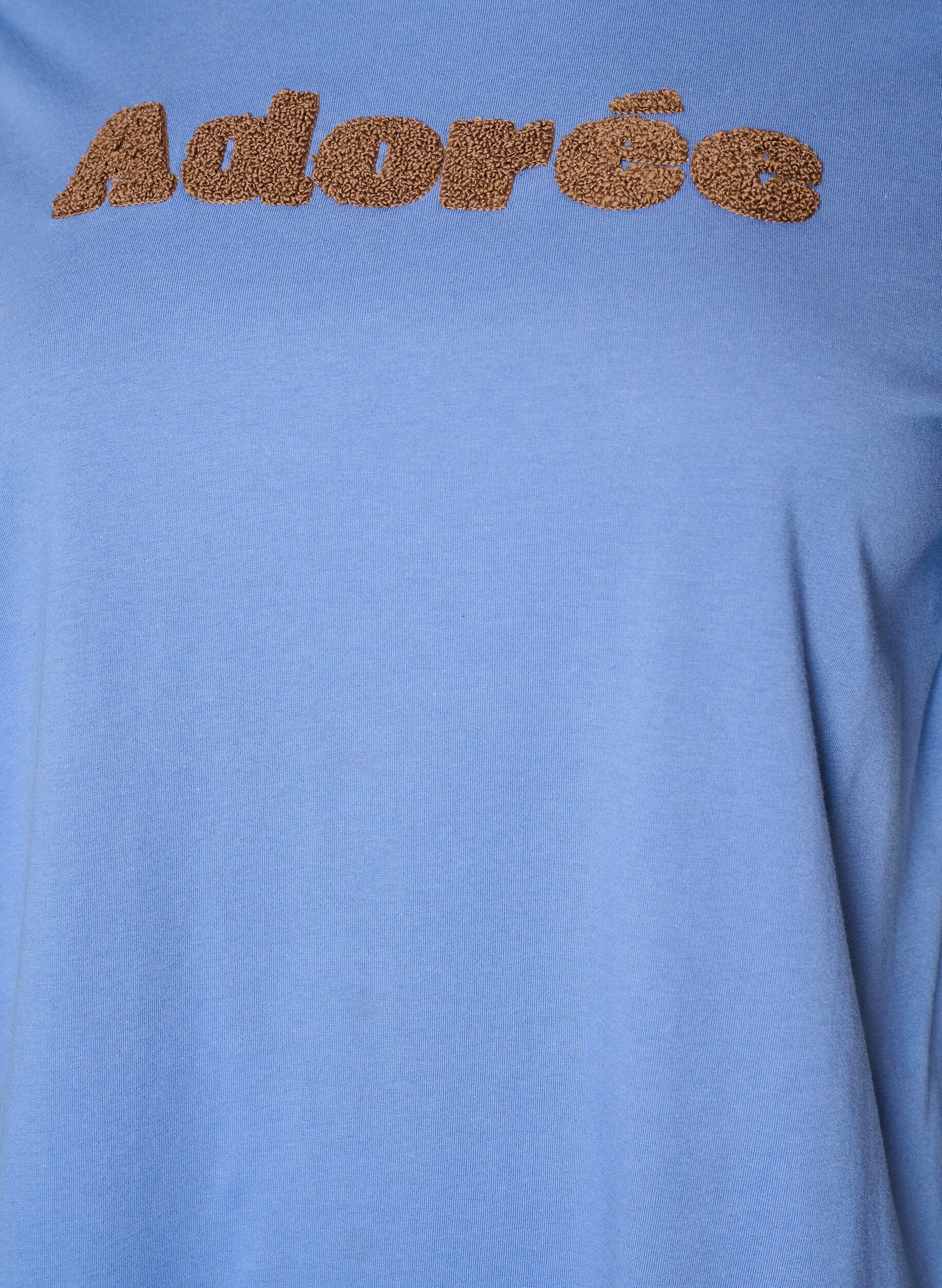 ZizziOrganisch katoenen T-shirt met print aan de voorkant, Blauw, Packshot image number 2