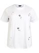 T-shirt met paillettenbloemen, Wit, Packshot image number 0