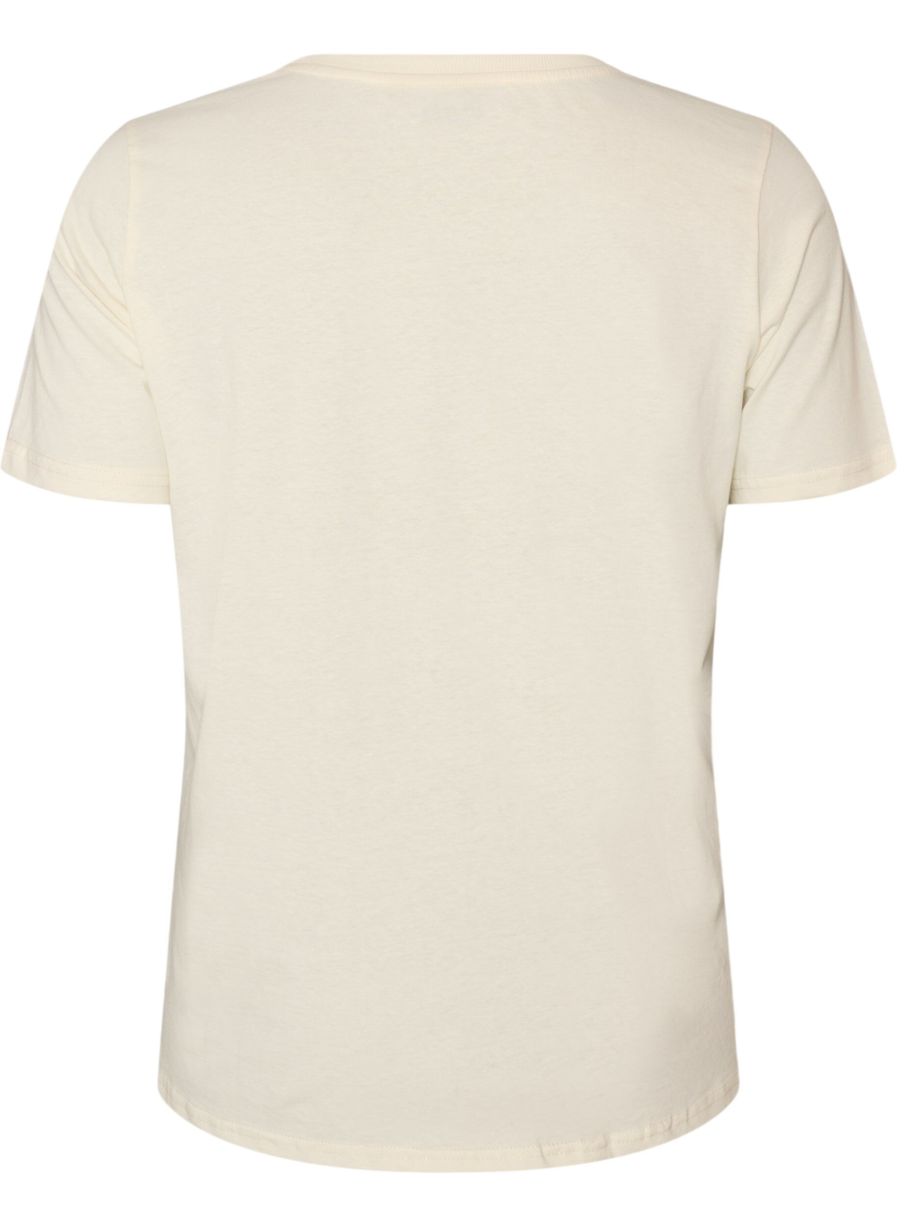 ZizziKatoenen T-shirt met print, Vanille, Packshot image number 1