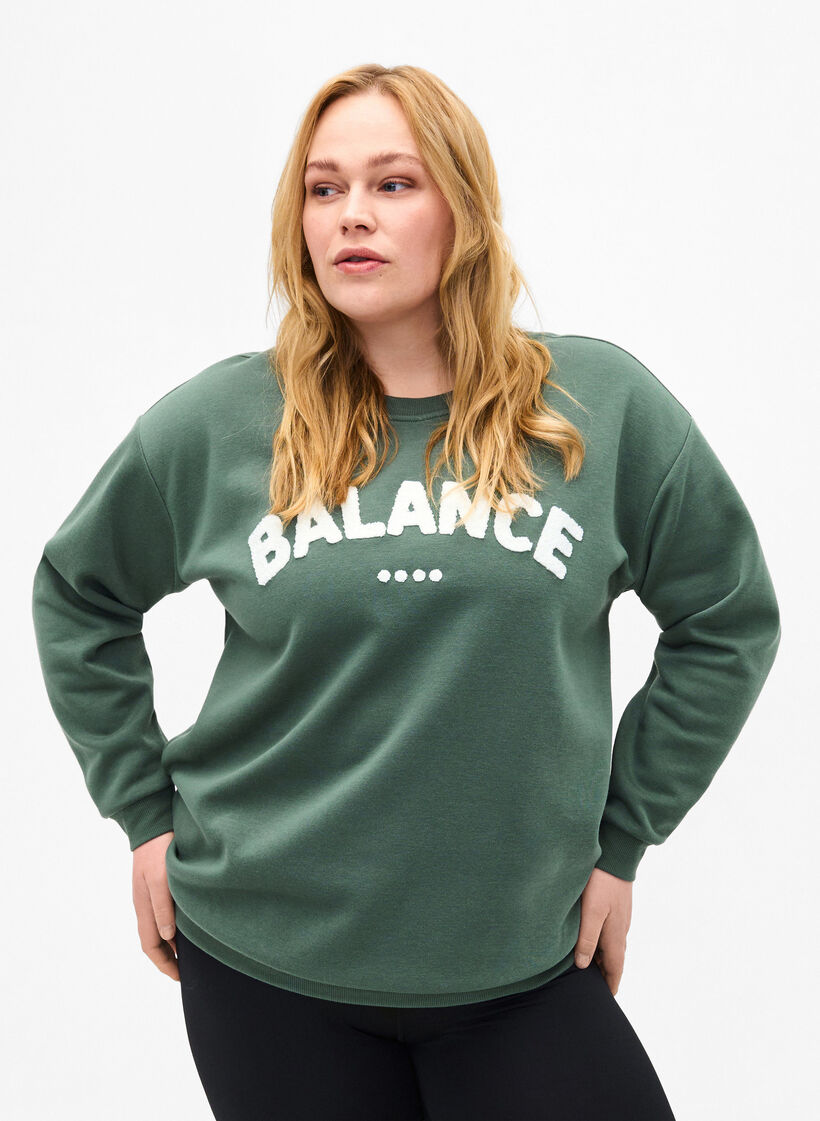 Sweatshirt met motief aan de voorkant, Groen, Model image number 0