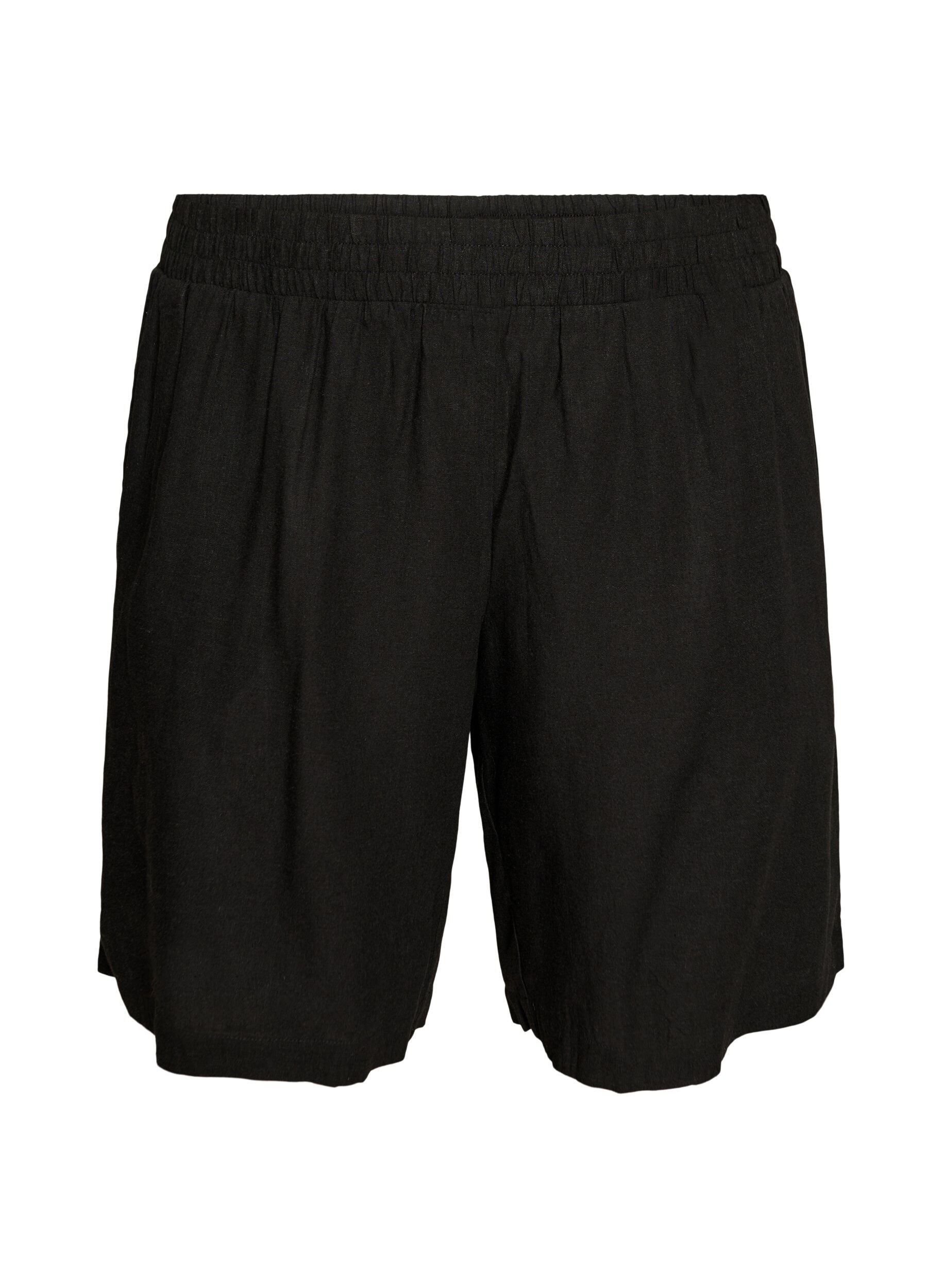 Shorts met hoge taille in linnen en viscose