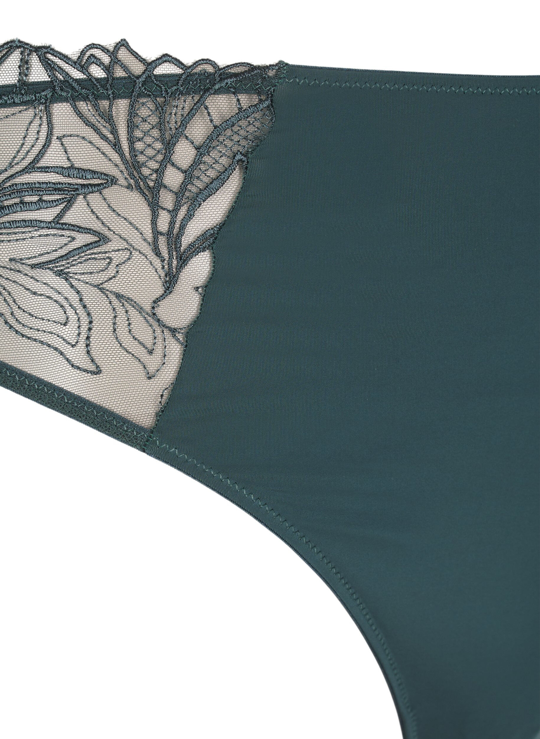 ZizziMicrovezel string met kanten details, Groen, Packshot image number 2