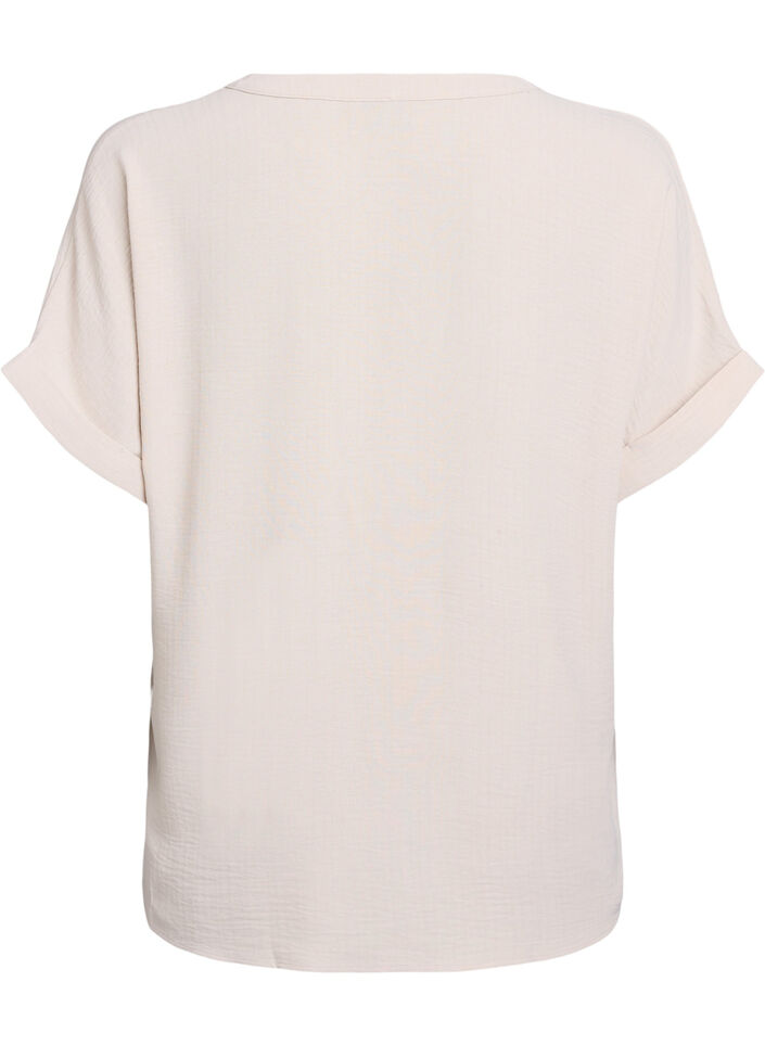 Luchtige blouse met korte mouwen, Beige, Packshot image number 1