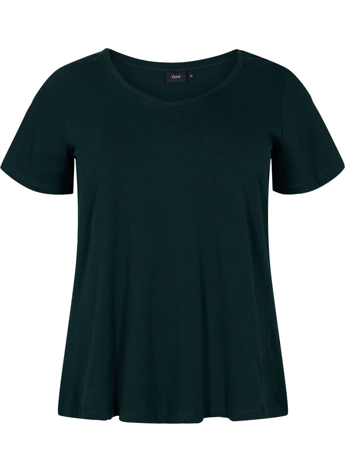 Basic t-shirt in effen kleur met katoen, Groen, Packshot image number 0
