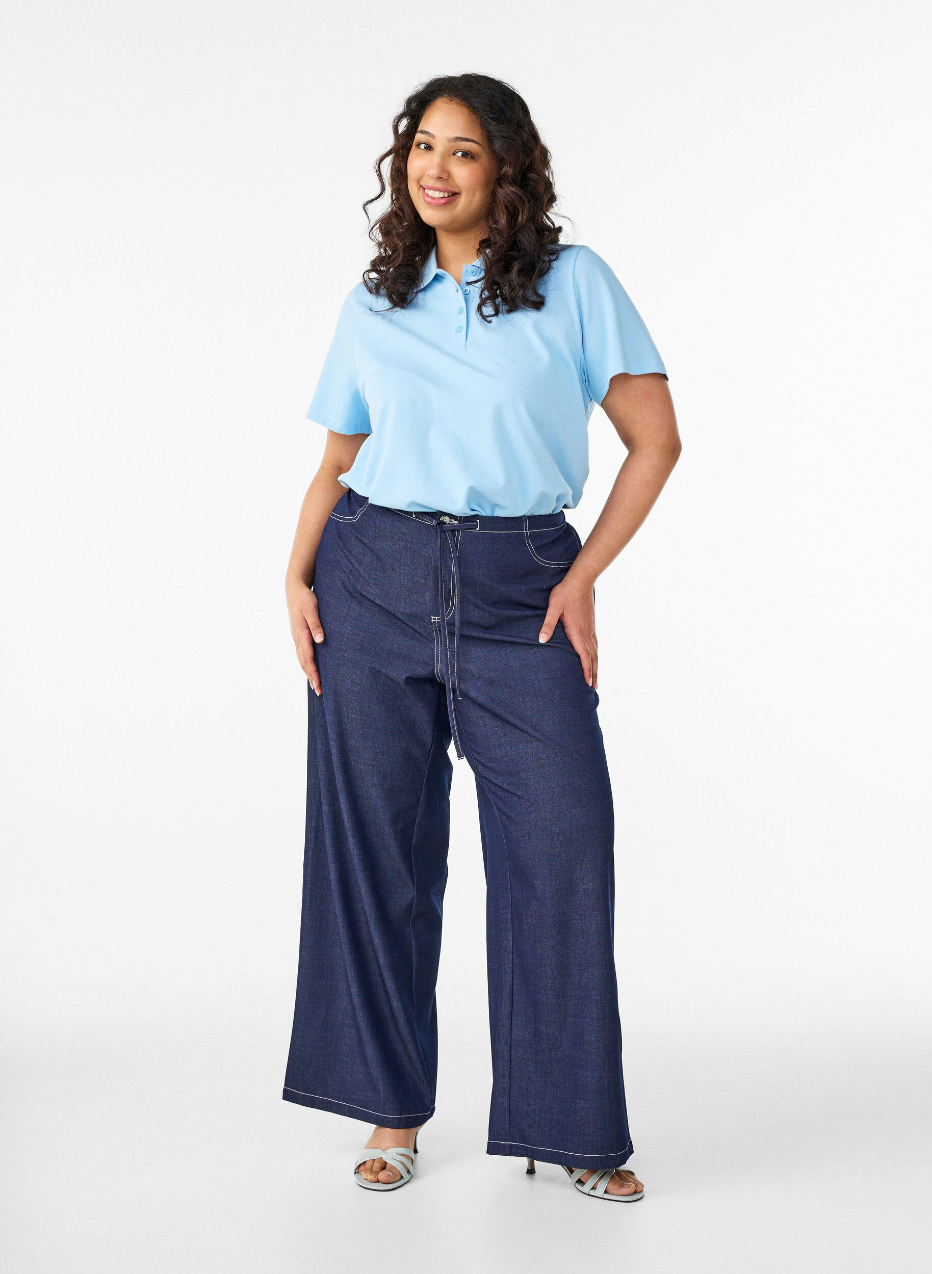 Zizzi Polo &agrave; manches courtes, Bleu Clair, Model image number 1