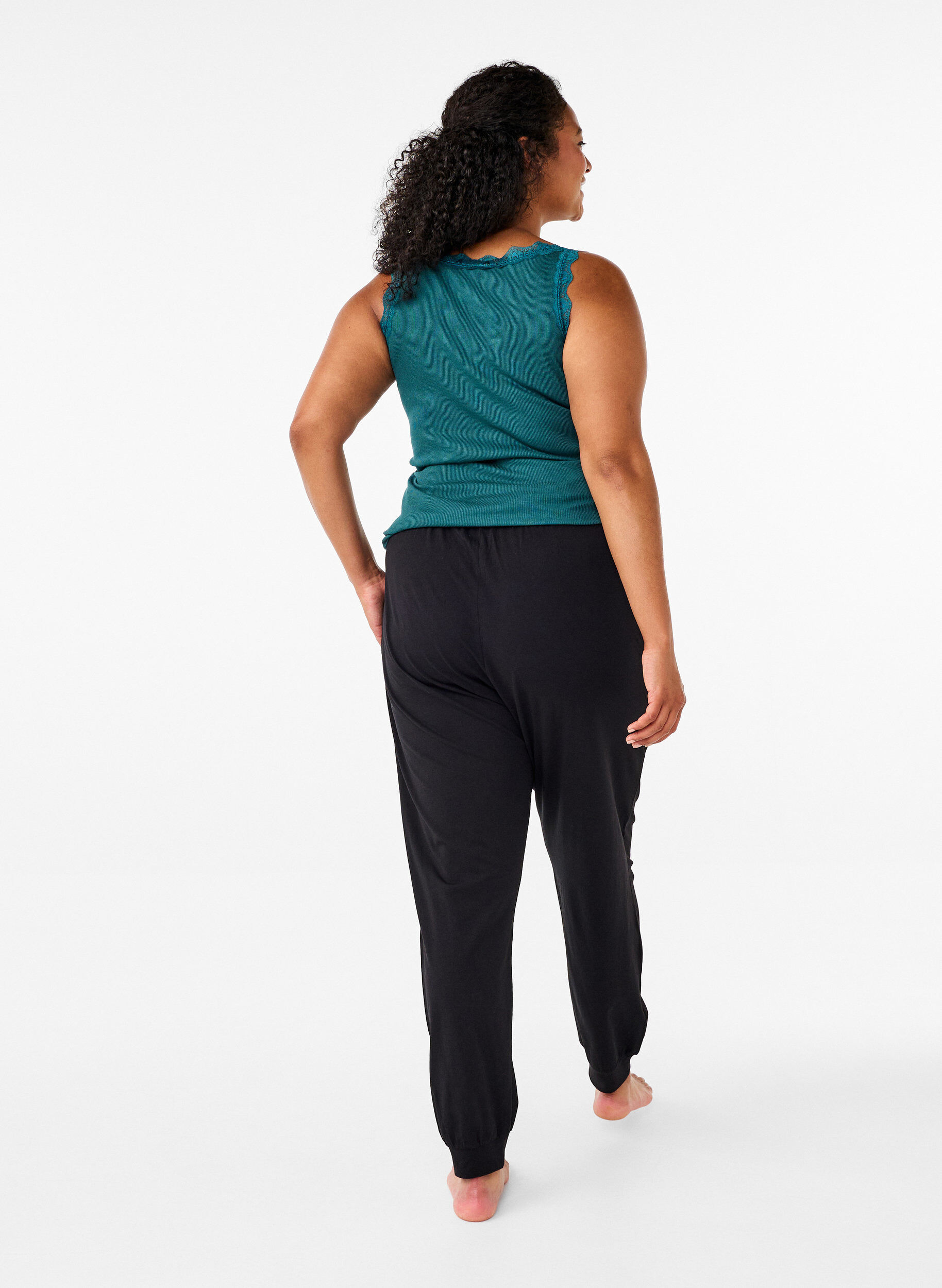 ZizziKatoenen pyjama, Zwart, Model image number 1