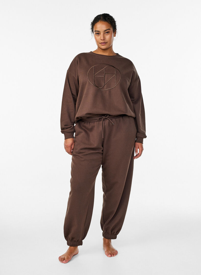 Sweatshirt met motief, Bruin, Model image number 1