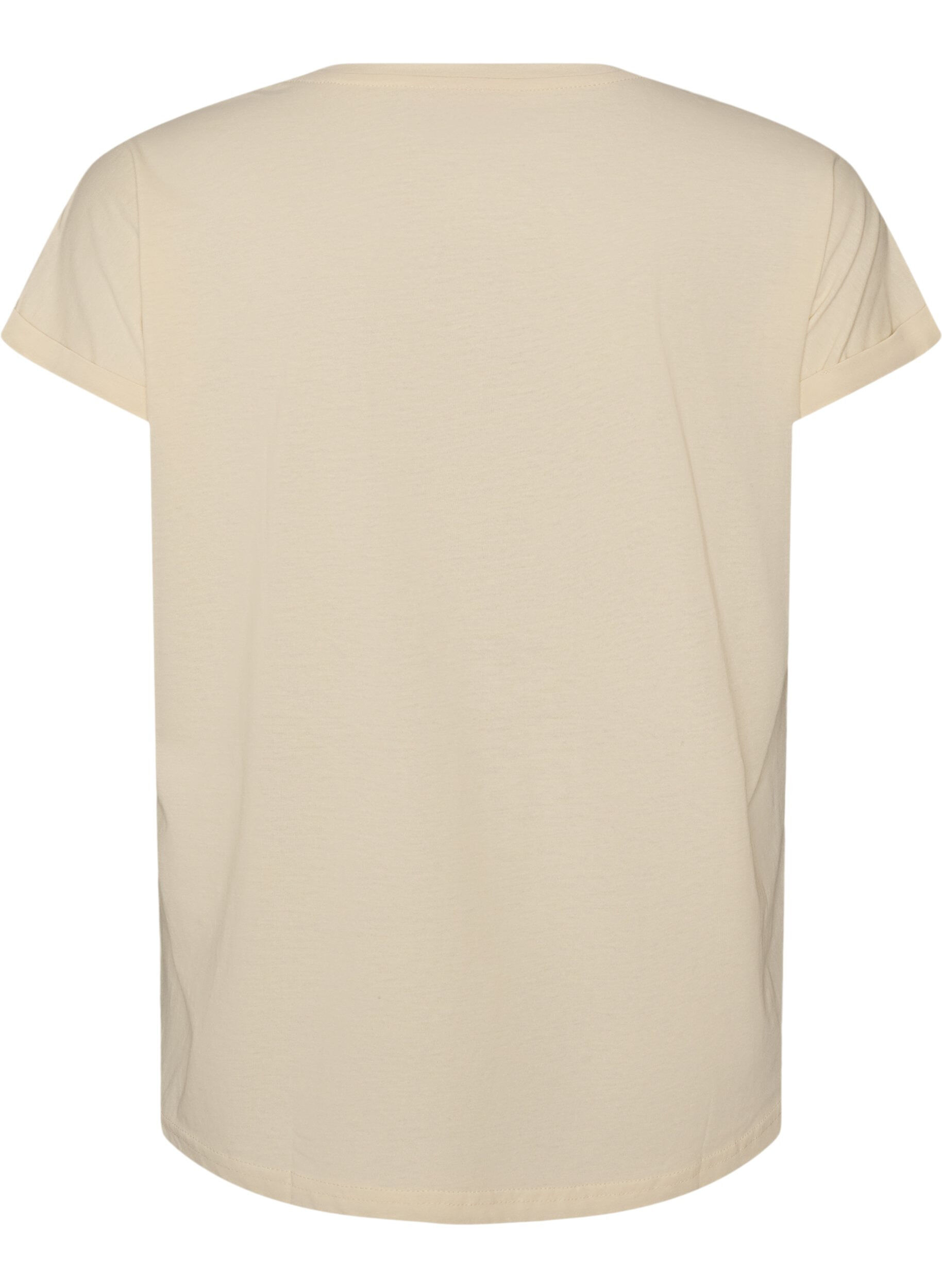 ZizziT-shirt met decoratieve print aan de voorkant, Vanille, Packshot image number 1