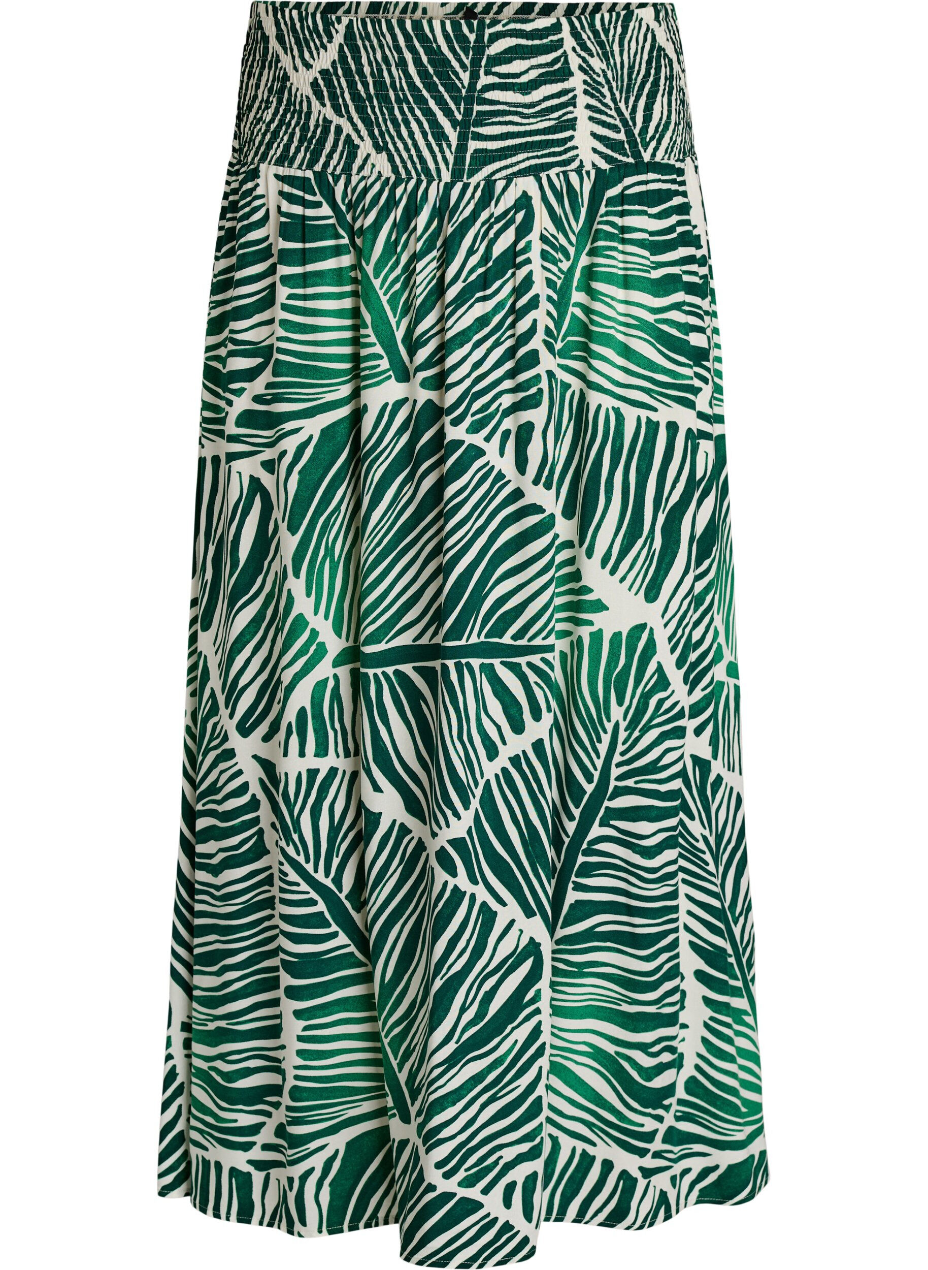 ZizziViscose maxi-rok met smock, Groen, Packshot image number 0