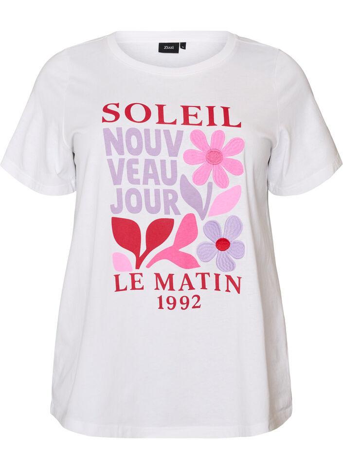 Katoenen T-shirt met print, Wit, Packshot image number 0