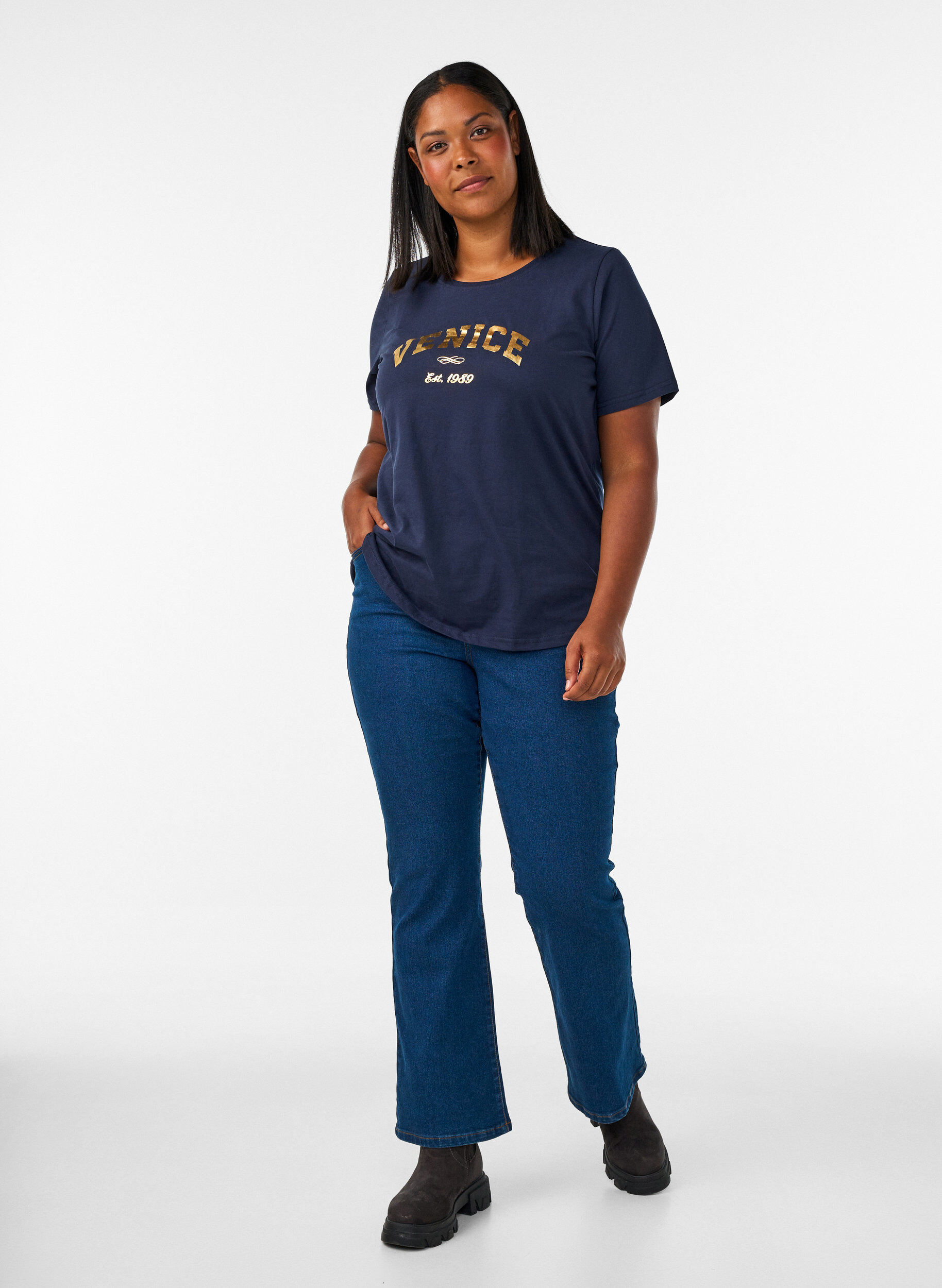 ZizziT-shirt met motief, Blauw, Model image number 1