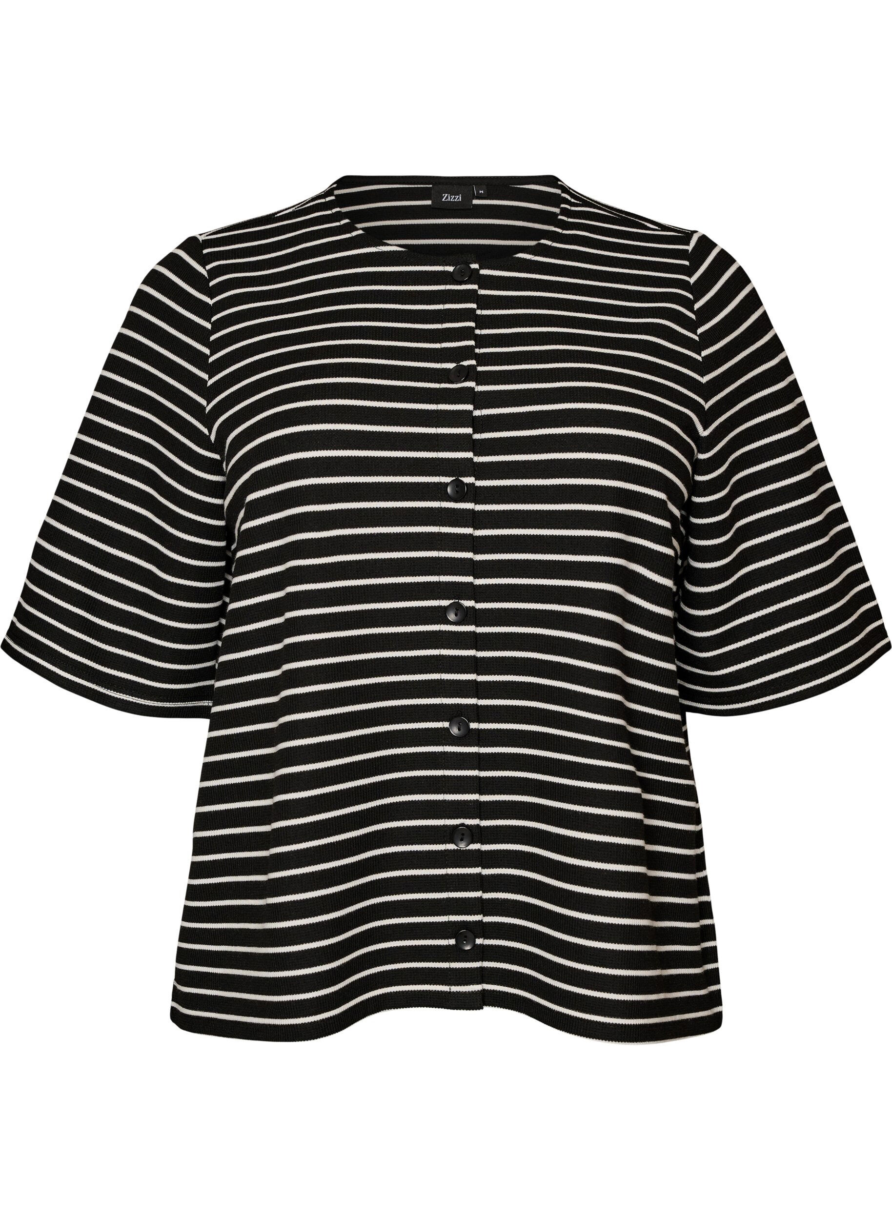 Blouse met een geribde textuur en knoopsluiting