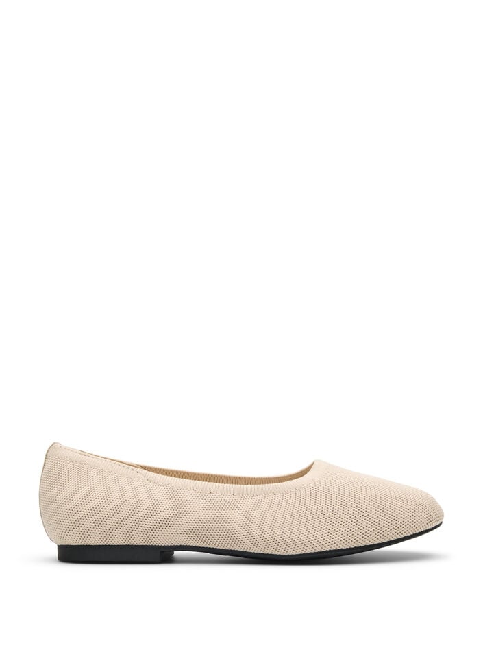 Ballet flats in een fijn textuurstofje, Beige, Packshot image number 0
