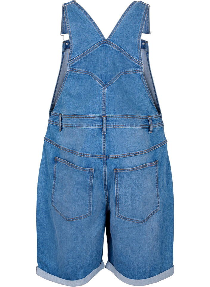 Denim overalls korte broek, Blauw, Packshot image number 1