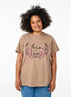T-shirt van biologisch katoen met statementprint, Beige, Model image number 0