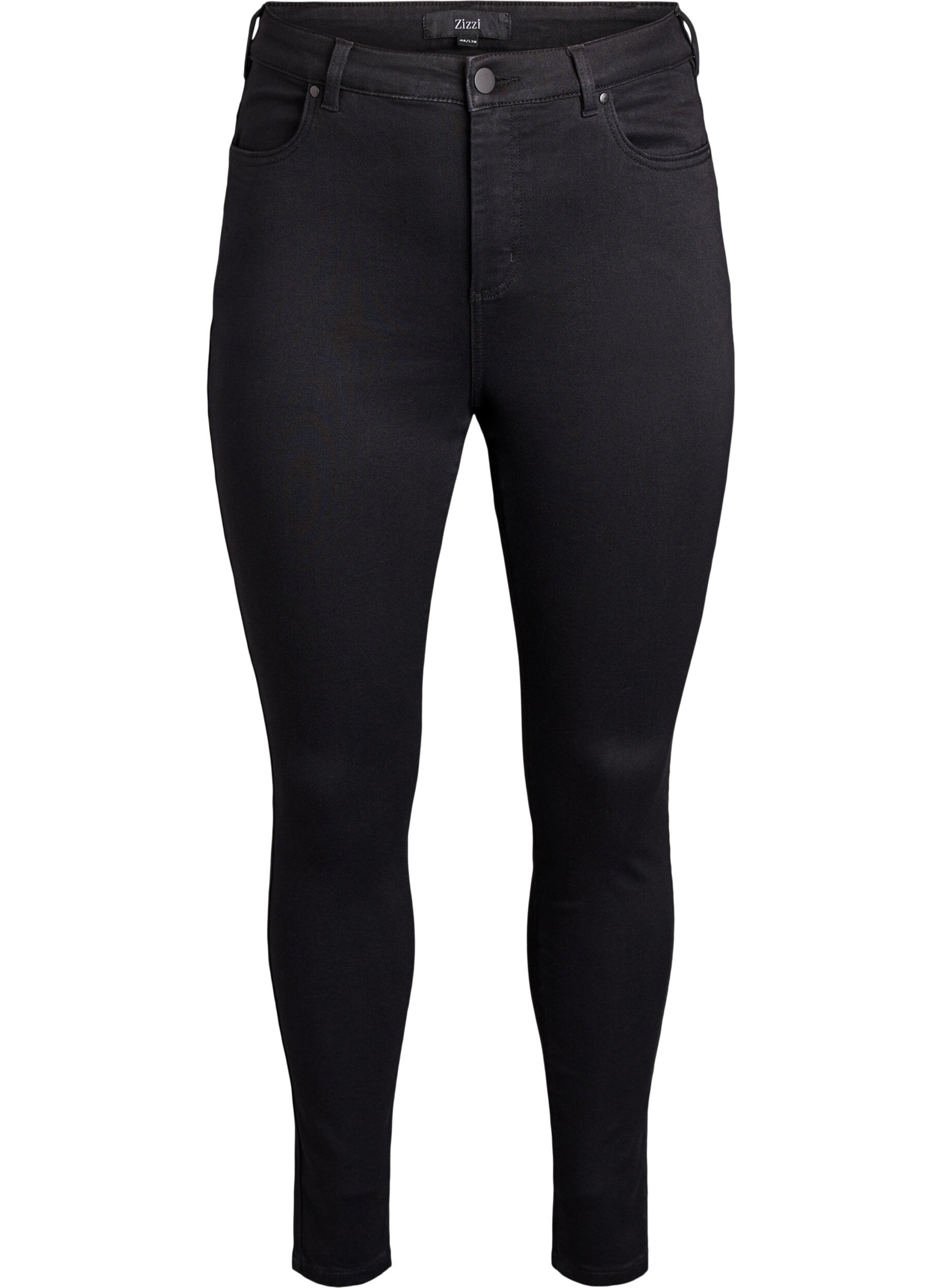 ZizziSuper slim Amy jeans met hoge taille, Zwart, Packshot image number 0