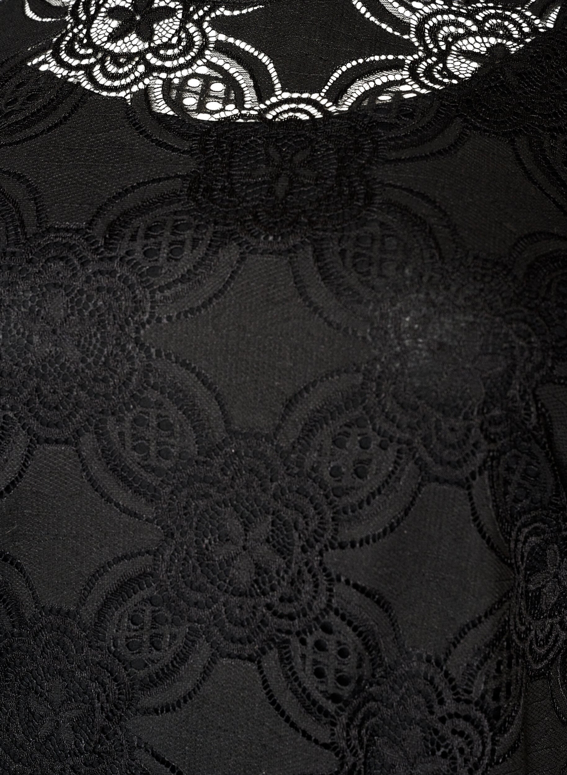 ZizziKanten halflange jurk met 1/2 mouwen, Zwart, Packshot image number 2