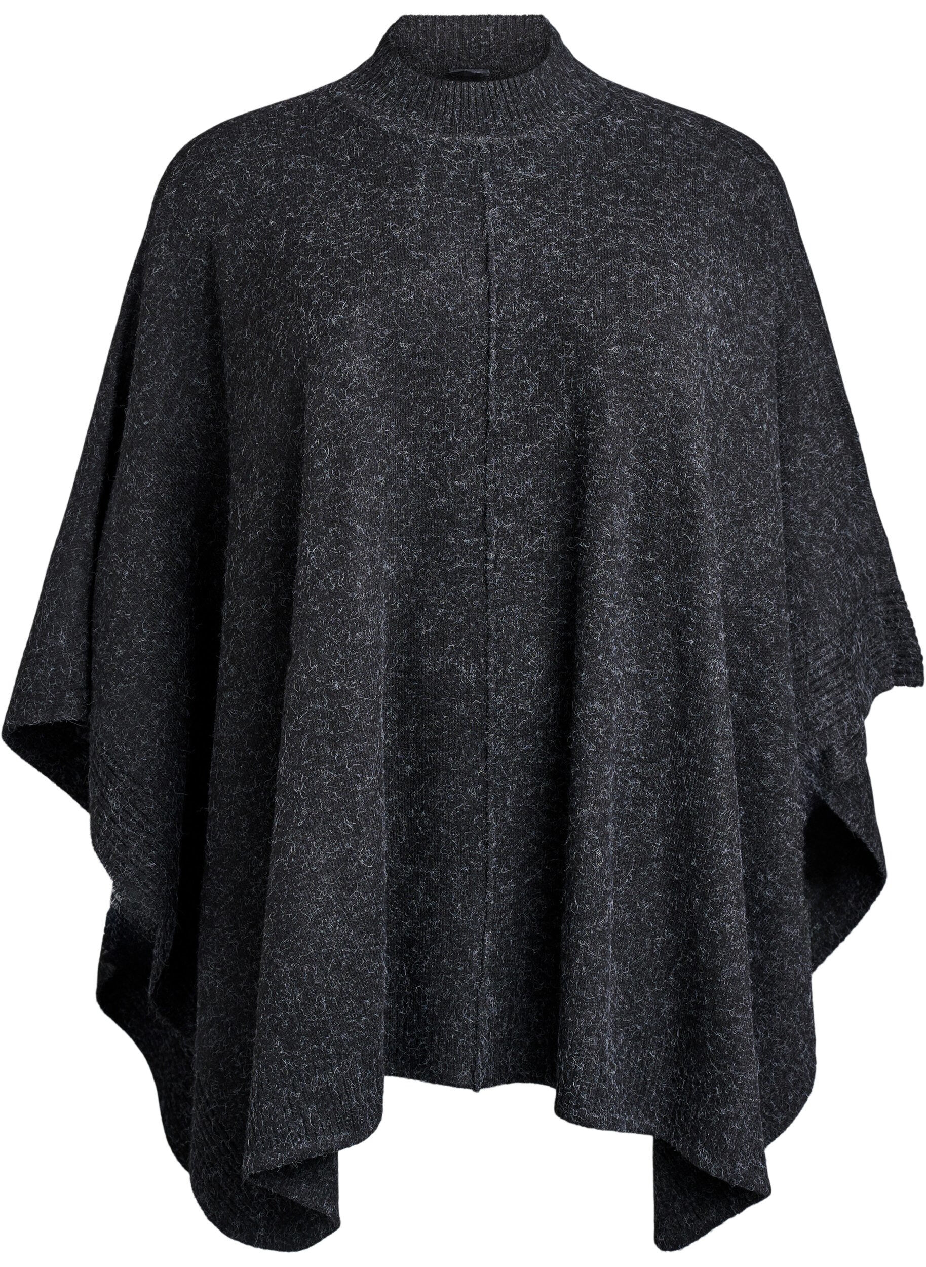 Poncho met geribde details en een ronde hals