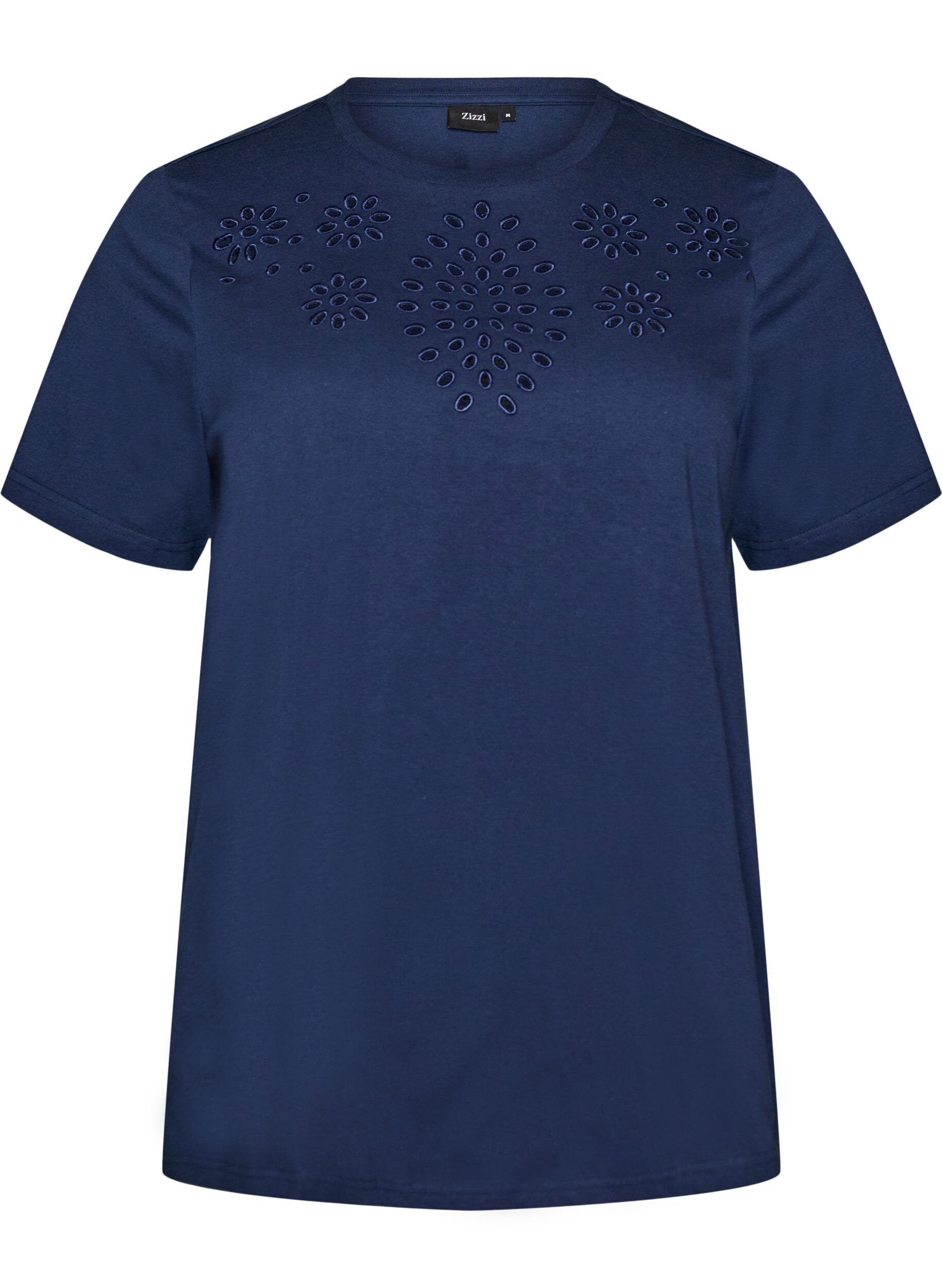 T-shirt van biologisch katoen met open broderie