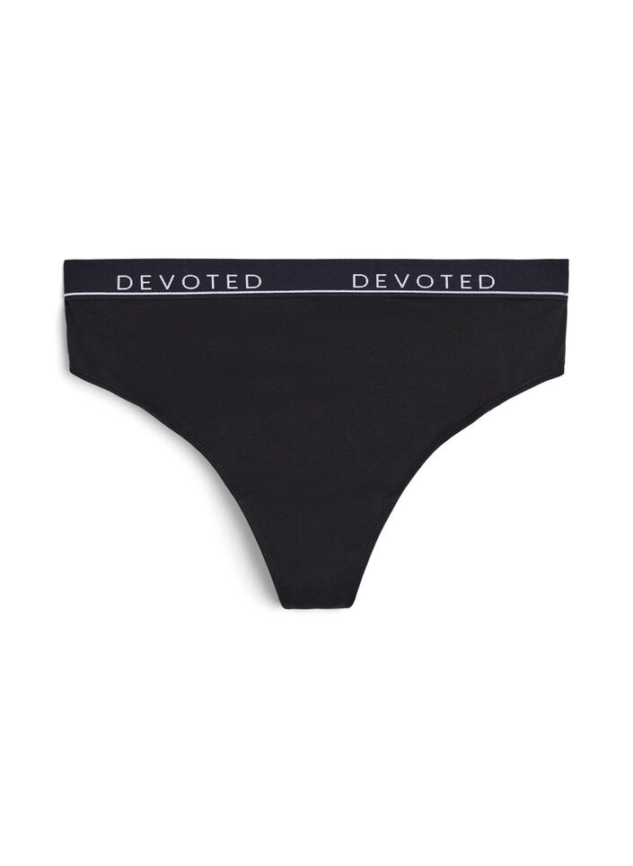 Katoenen G-string met normale taille, Zwart, Packshot image number 0