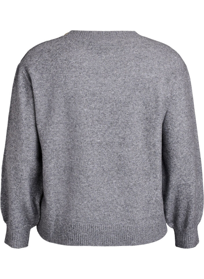 Breisel blouse met knoopdetail, Grijs, Packshot image number 1