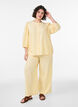 Shirtblouse in linnen en viscose met 3/4-mouwen, Geel, Model image number 1
