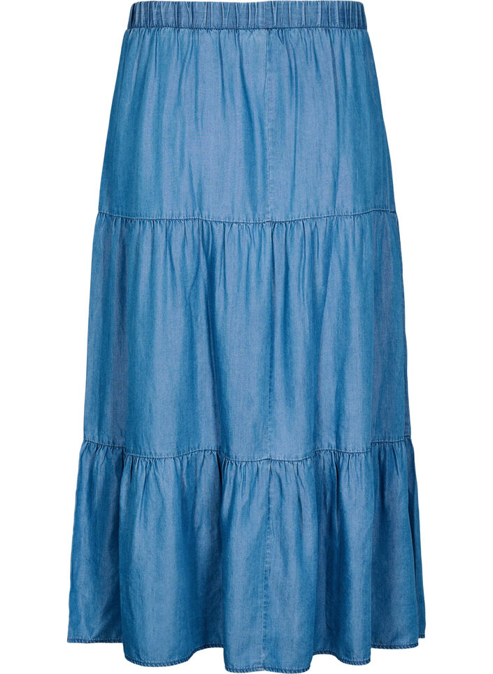 Jupe maxi en jean avec volants, Bleu, Packshot image number 1