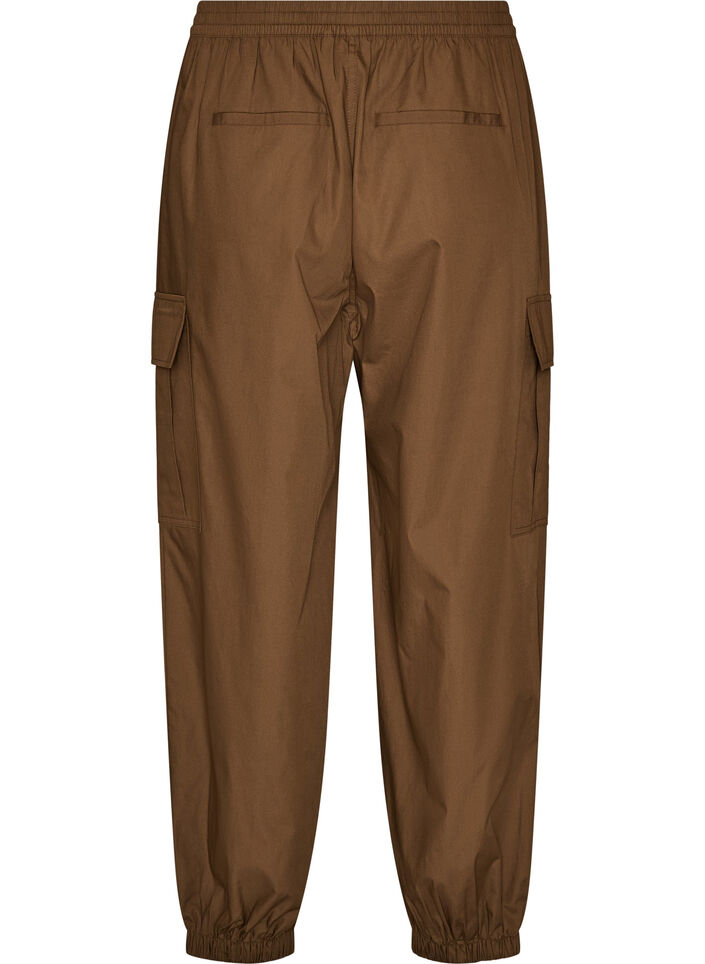 Katoenen cargobroek met een ballonpijpje, Bruin, Packshot image number 1