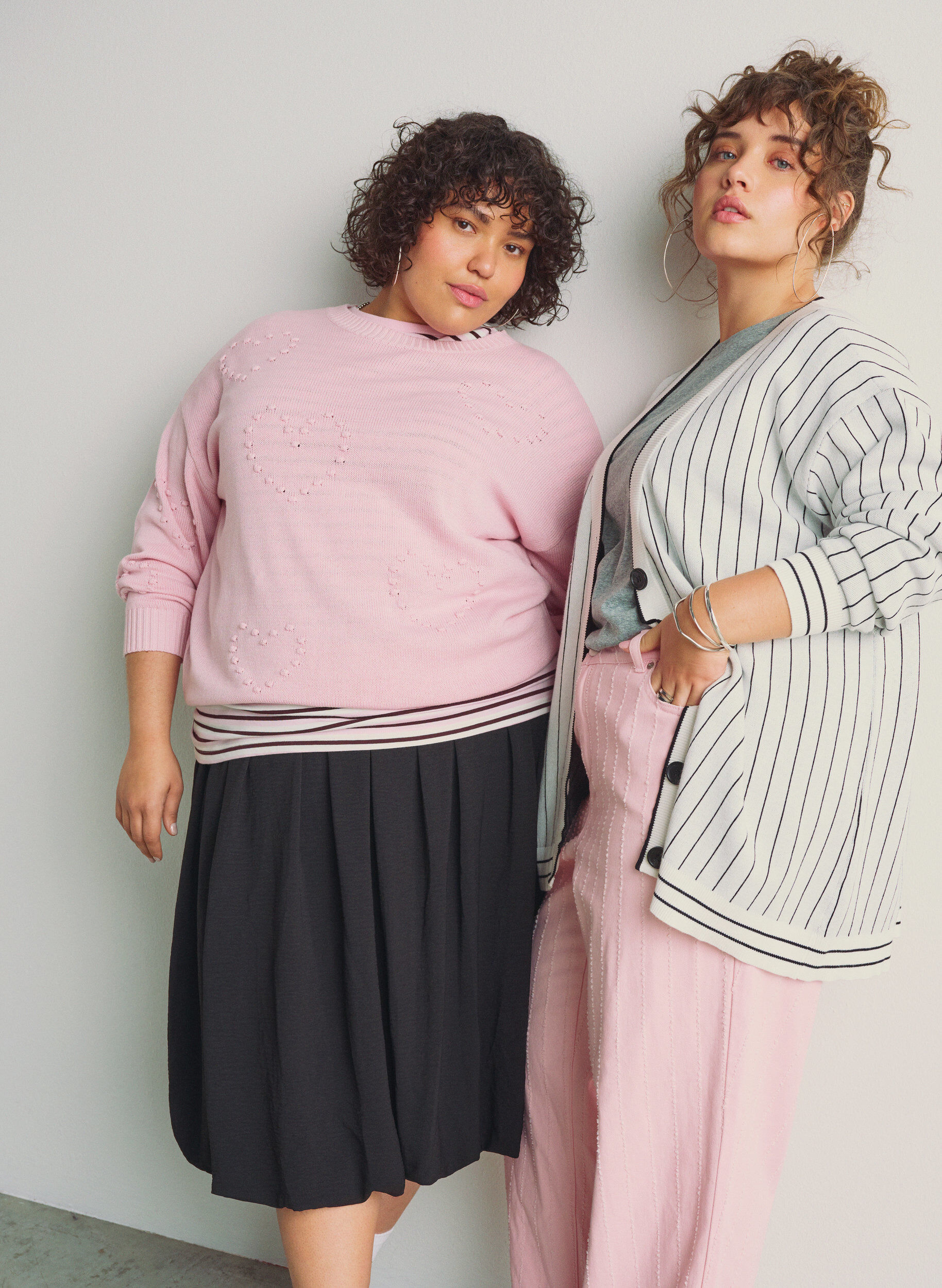 ZizziLos vallende gebreide blouse met hartjespatroon, Roze, Image image number 0