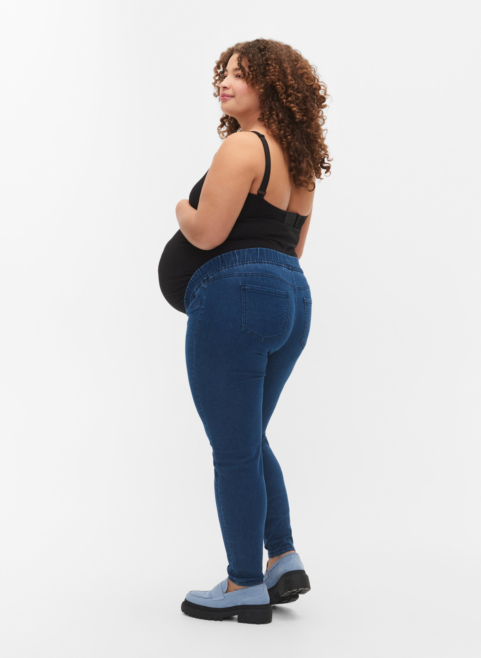 ZizziZwangerschapsjeggings met achterzakken, Blauw, Model image number 1